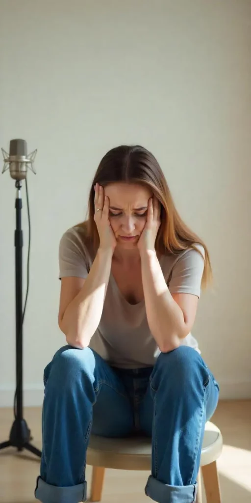 une chanteuse perdue dans ses reflexions sur comment faire sa voix mixte