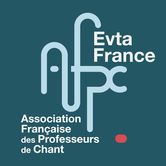 Logo for the Association Française des Professeurs de Chant (Evta France) set on a teal background with abstract white lines forming the letters 'AFPC' and the text 'Evta France' and 'Association Française des Professeurs de Chant'.